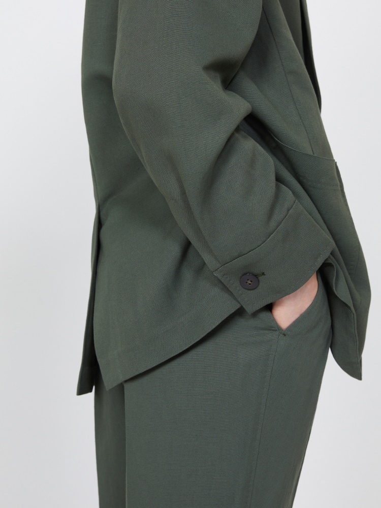 Viscose and linen canvas blazer - KAKI - 5