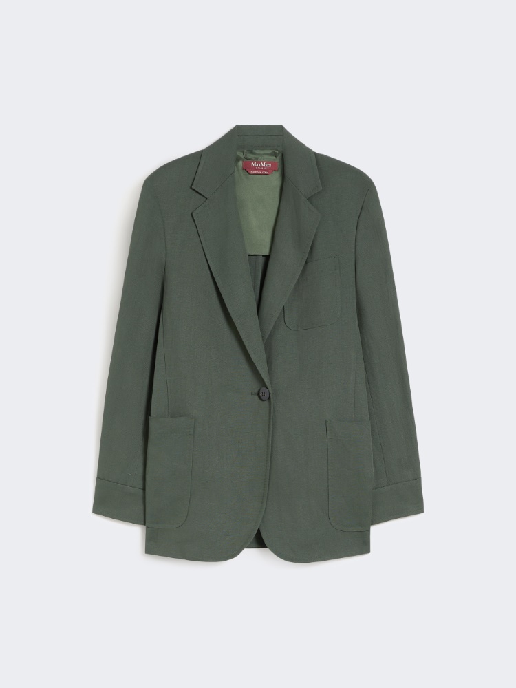 Viscose and linen canvas blazer - KAKI - 6