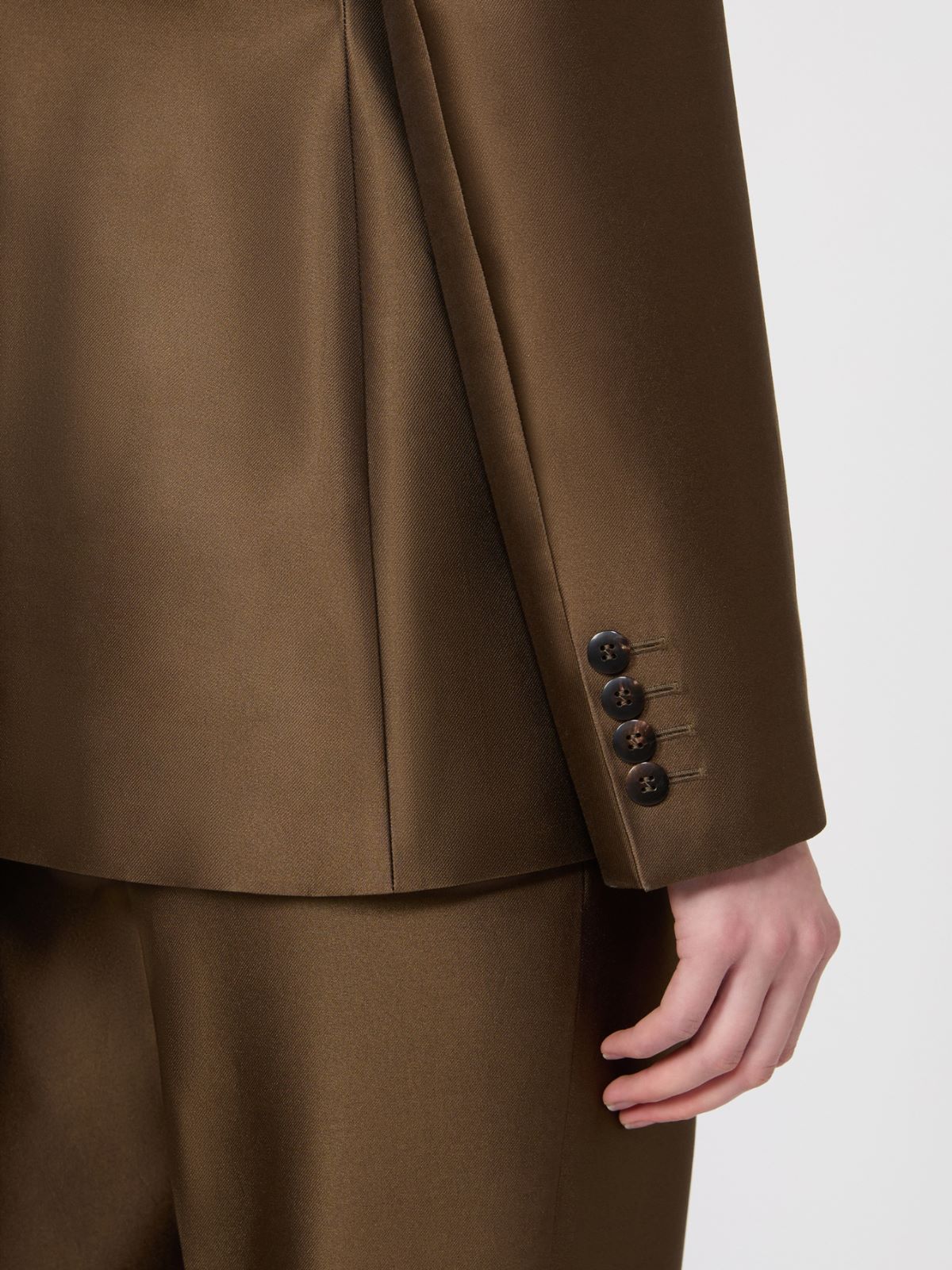 Double-breasted Shantung blazer - KAKI - Max Mara - 6