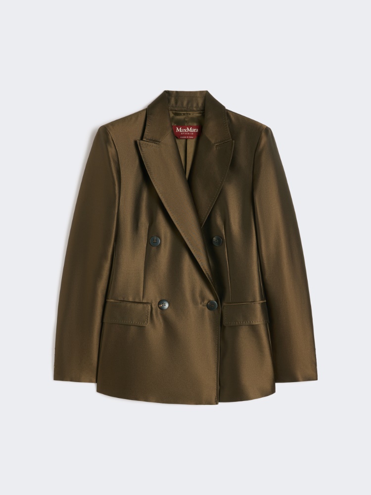 Double-breasted Shantung blazer - KAKI - Max Mara