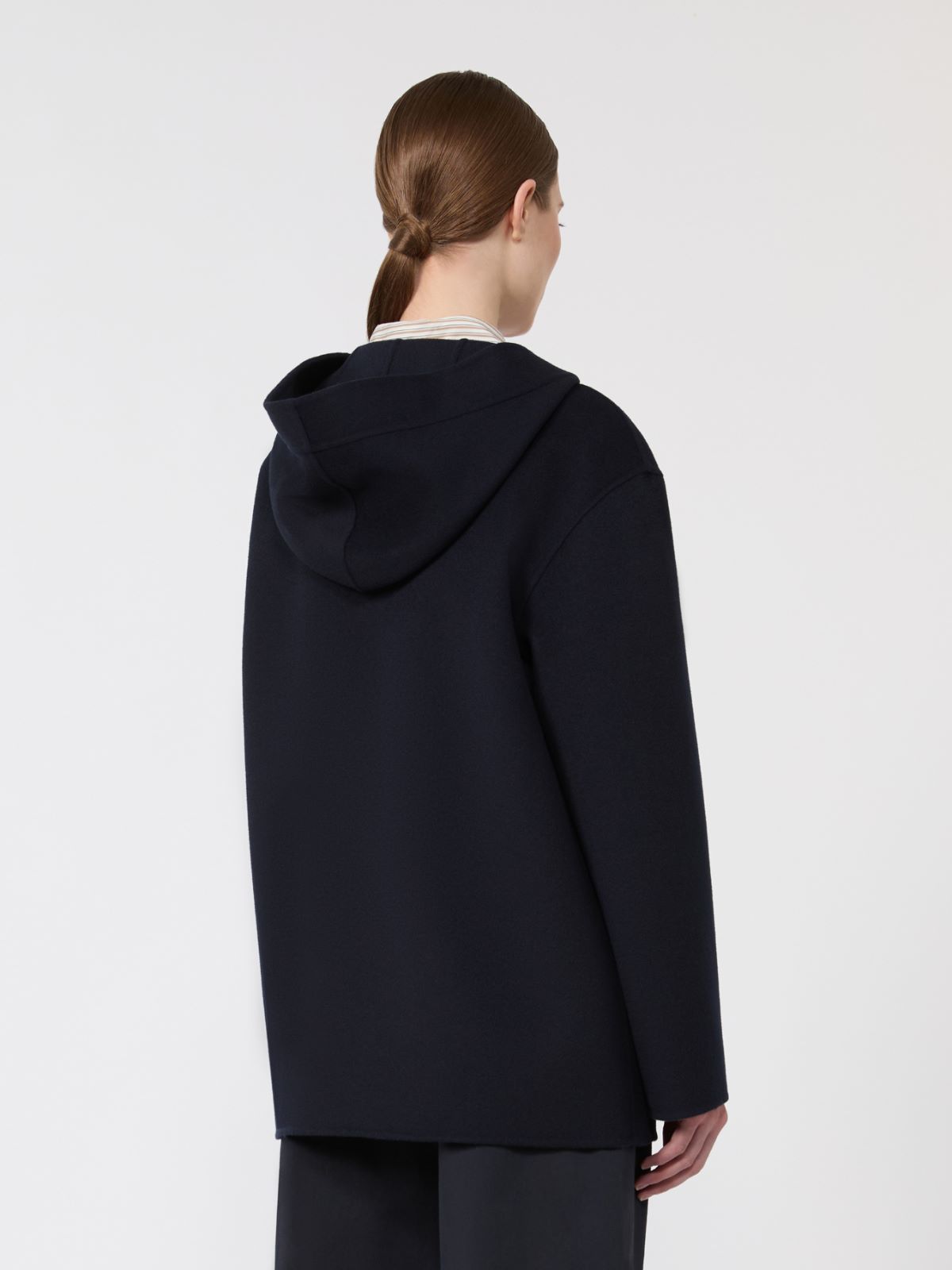 Cashmere, wool and silk hooded coat - NAVY - Max Mara - 6