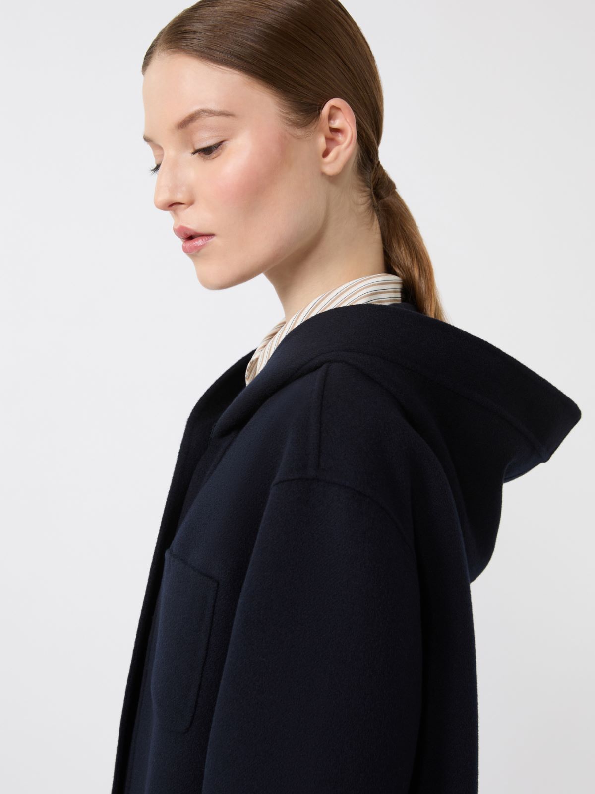 Cashmere, wool and silk hooded coat - NAVY - Max Mara - 6