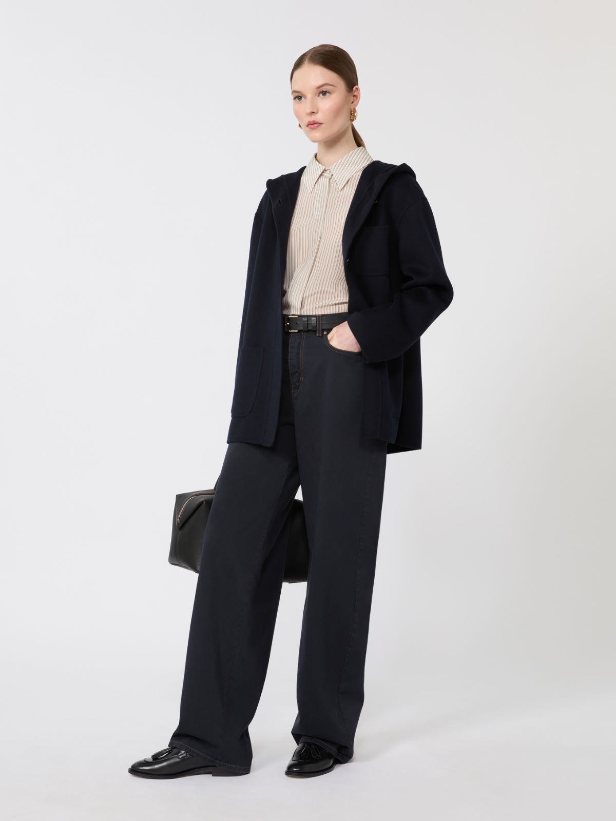 Cashmere, wool and silk hooded coat - NAVY - Max Mara