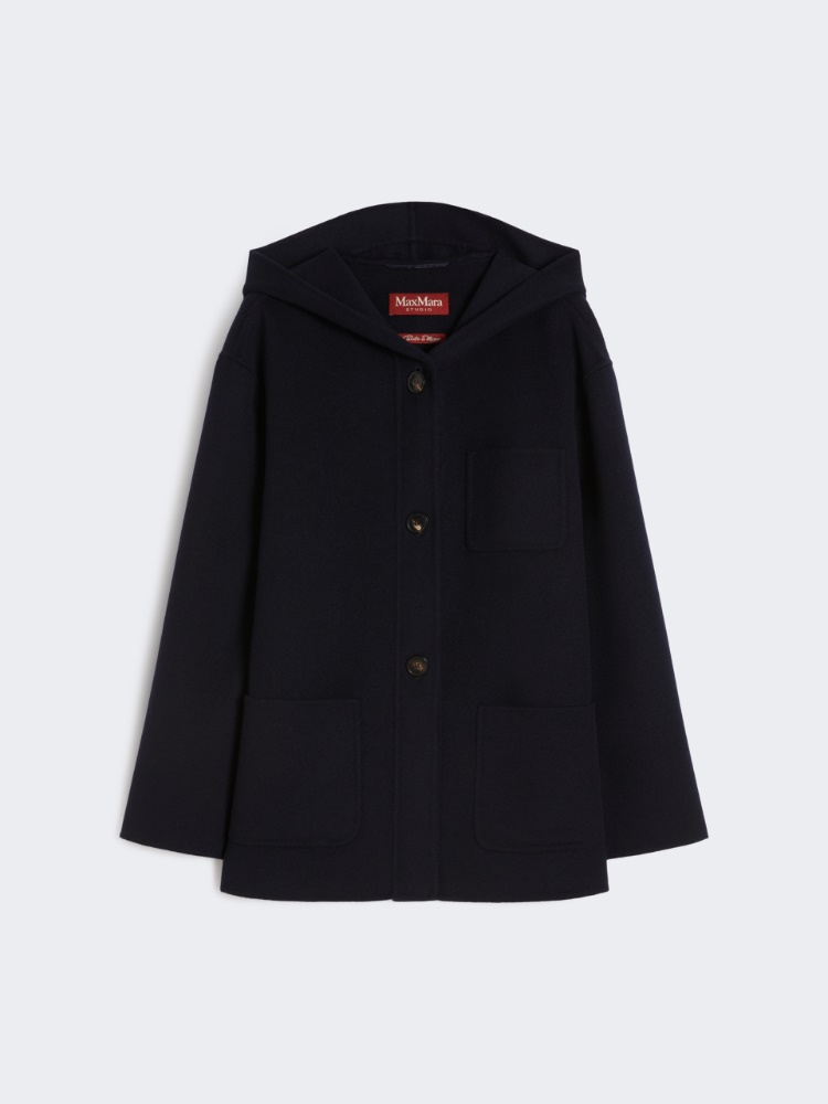 Cashmere, wool and silk hooded coat - NAVY - Max Mara
