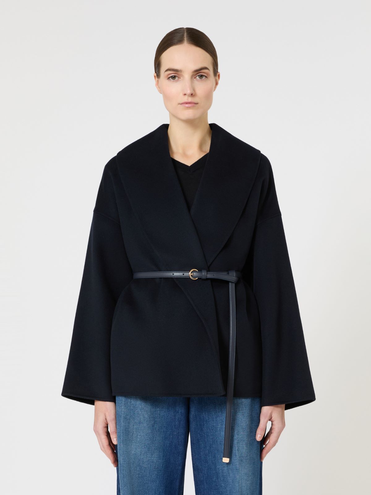 Robenmantel aus Wolle, Kaschmir und Seide - BLAU - Max Mara - 5