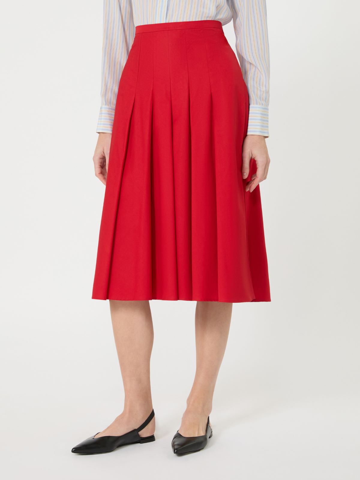 Pleated cotton skirt - RED - Max Mara - 5