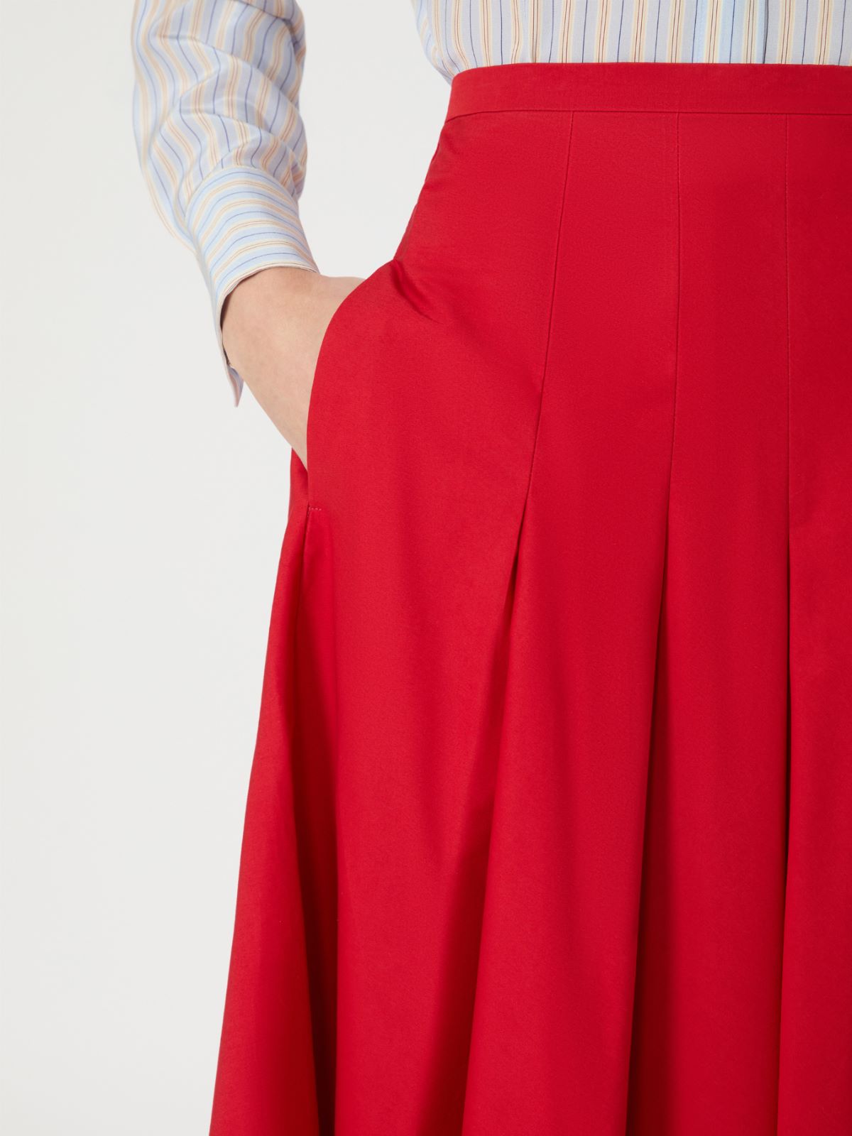 Pleated cotton skirt - RED - Max Mara - 5