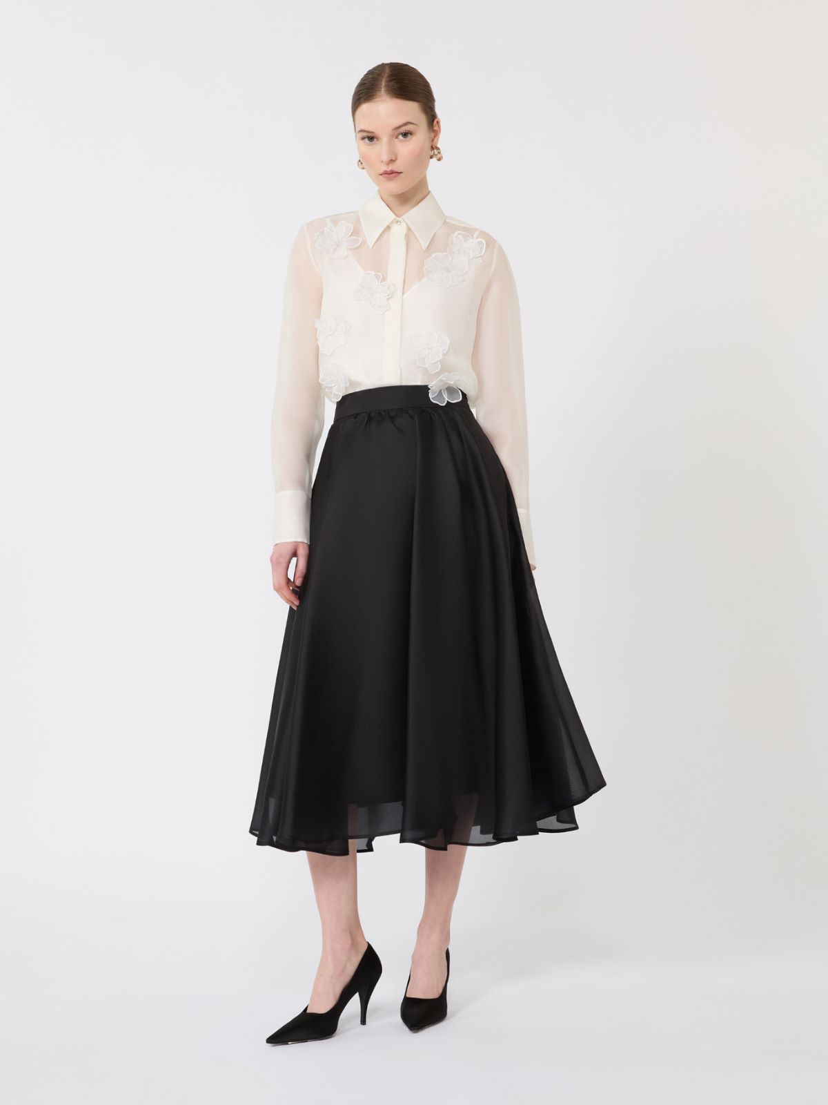 Silk circle skirt - BLACK - Max Mara - 9