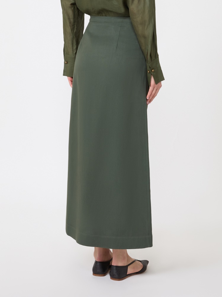 Viscose and linen canvas skirt - KAKI - 3