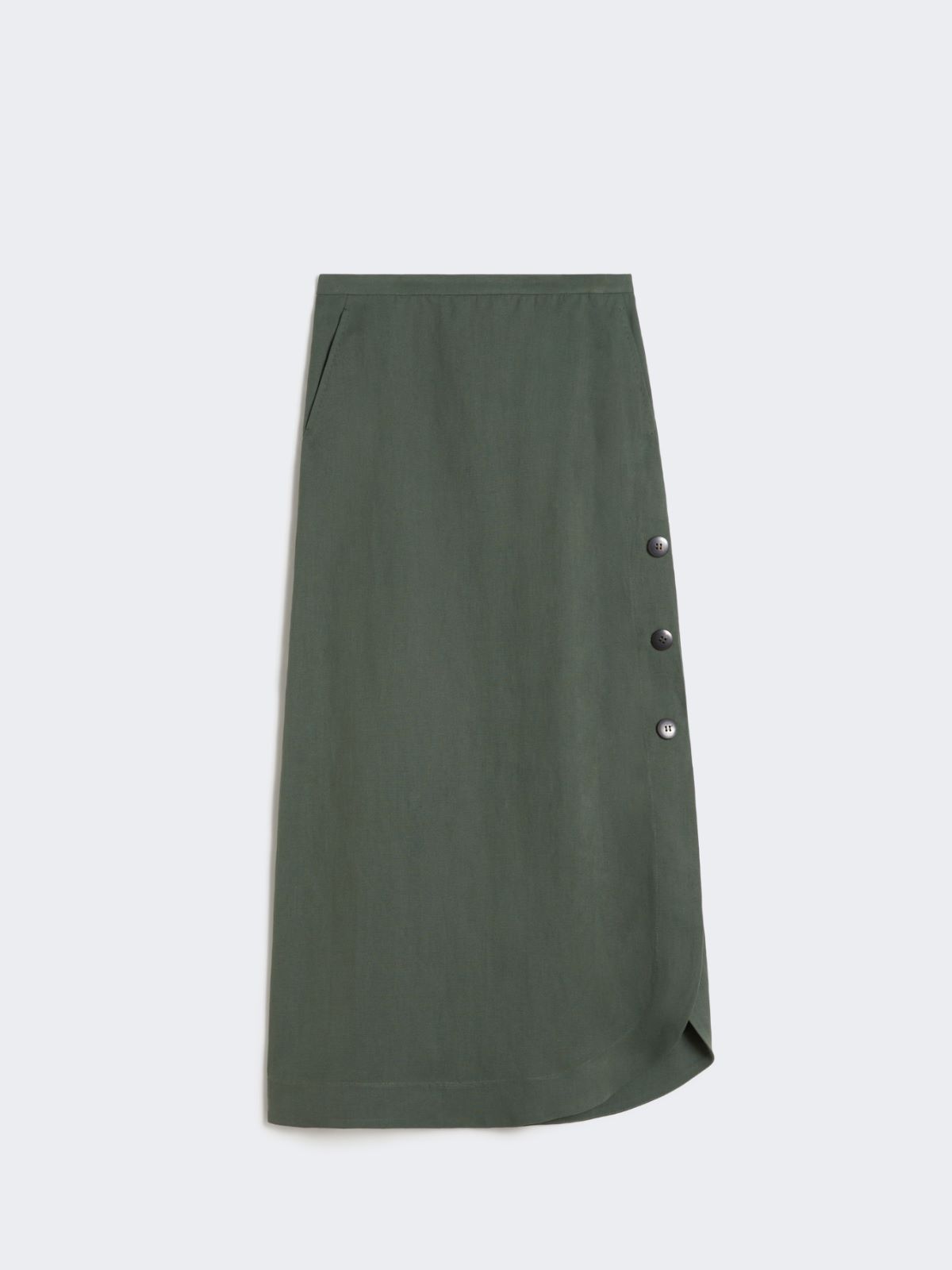 Viscose and linen canvas skirt - KAKI - 5