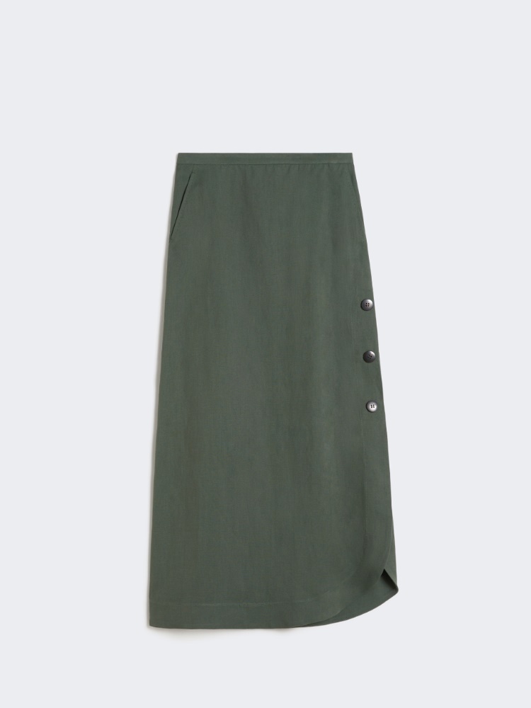 Viscose and linen canvas skirt - KAKI - 5