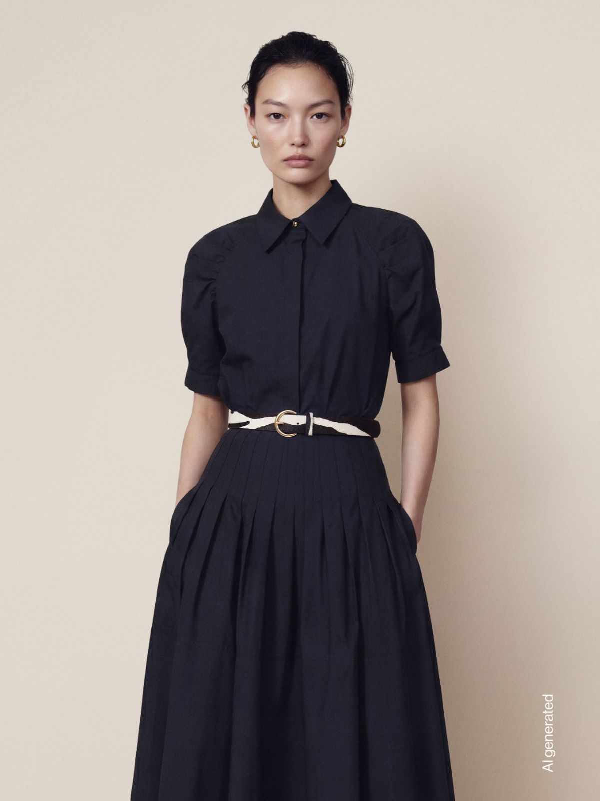 Long cotton poplin skirt + BLACK - Max Mara
