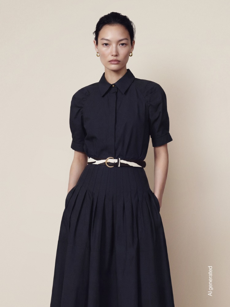 Long cotton poplin skirt + BLACK - Max Mara