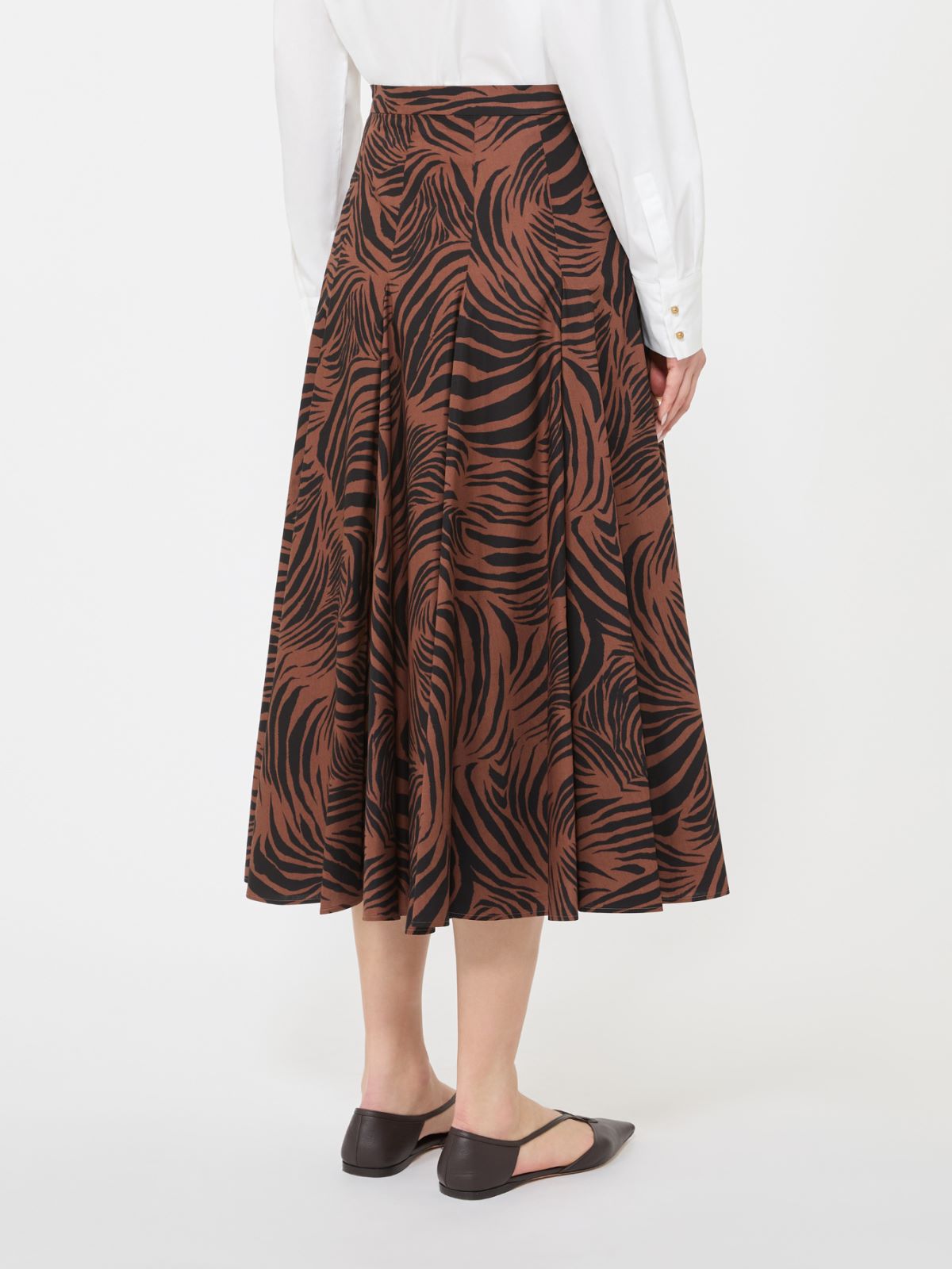 Spódnica ze wzorzystej popeliny - BRĄZOWY - 3