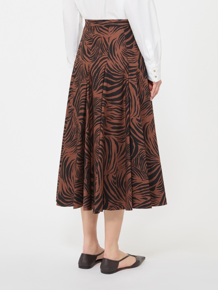 Spódnica ze wzorzystej popeliny - BRĄZOWY - 3