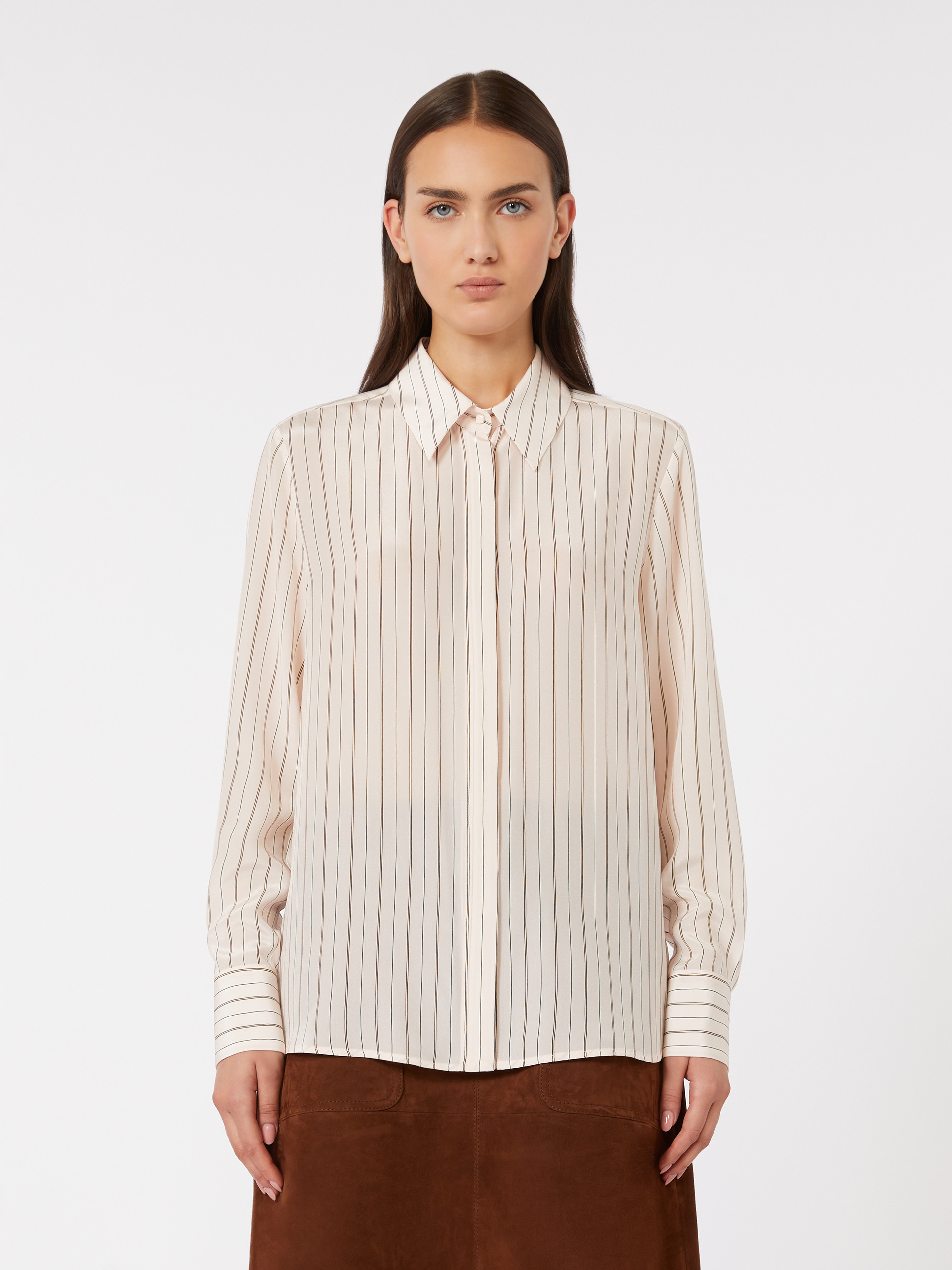 Printed crepe de chine shirt - PINK - Max Mara - 2