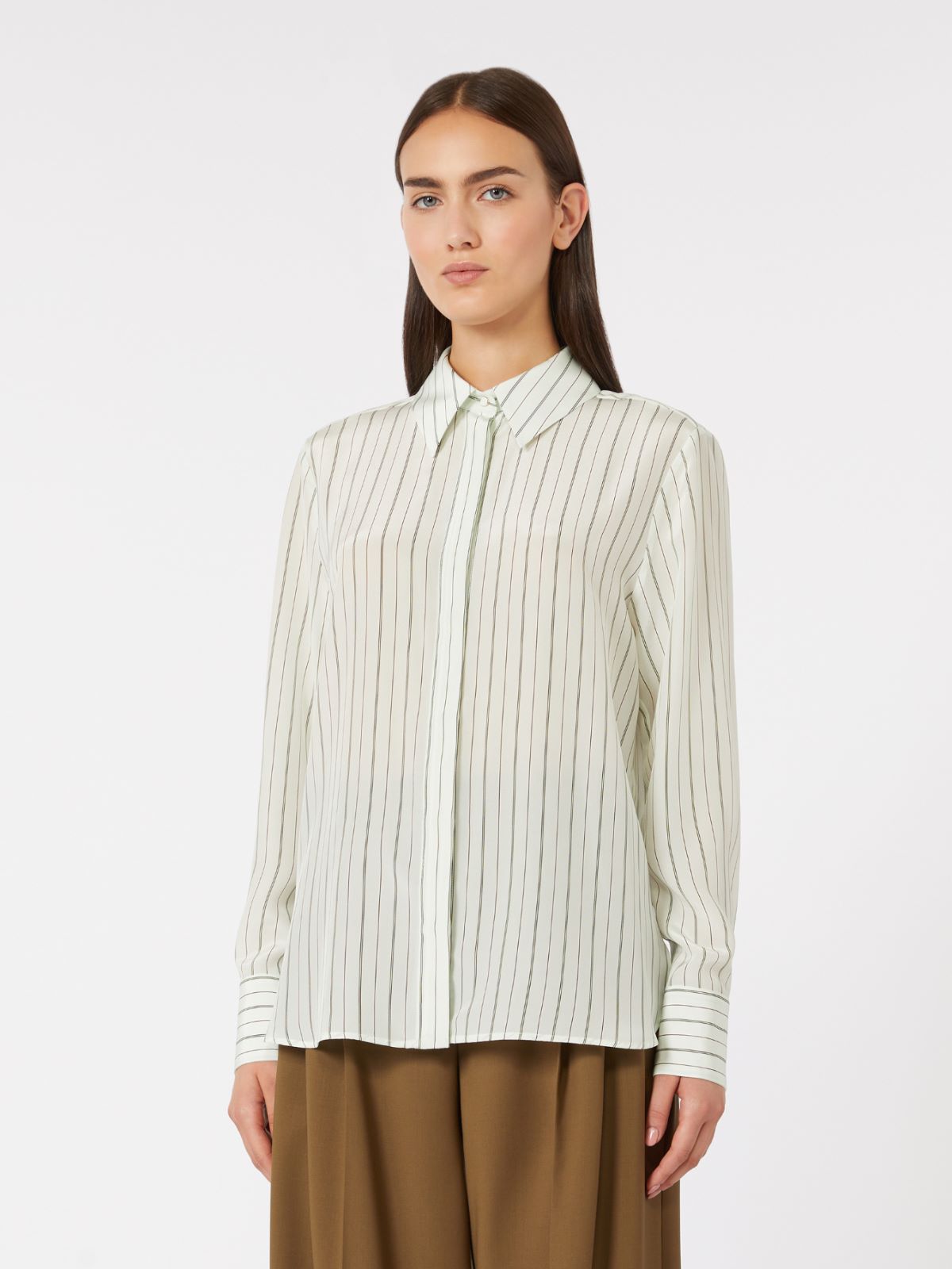 Printed crepe de chine shirt - GREEN - Max Mara - 9