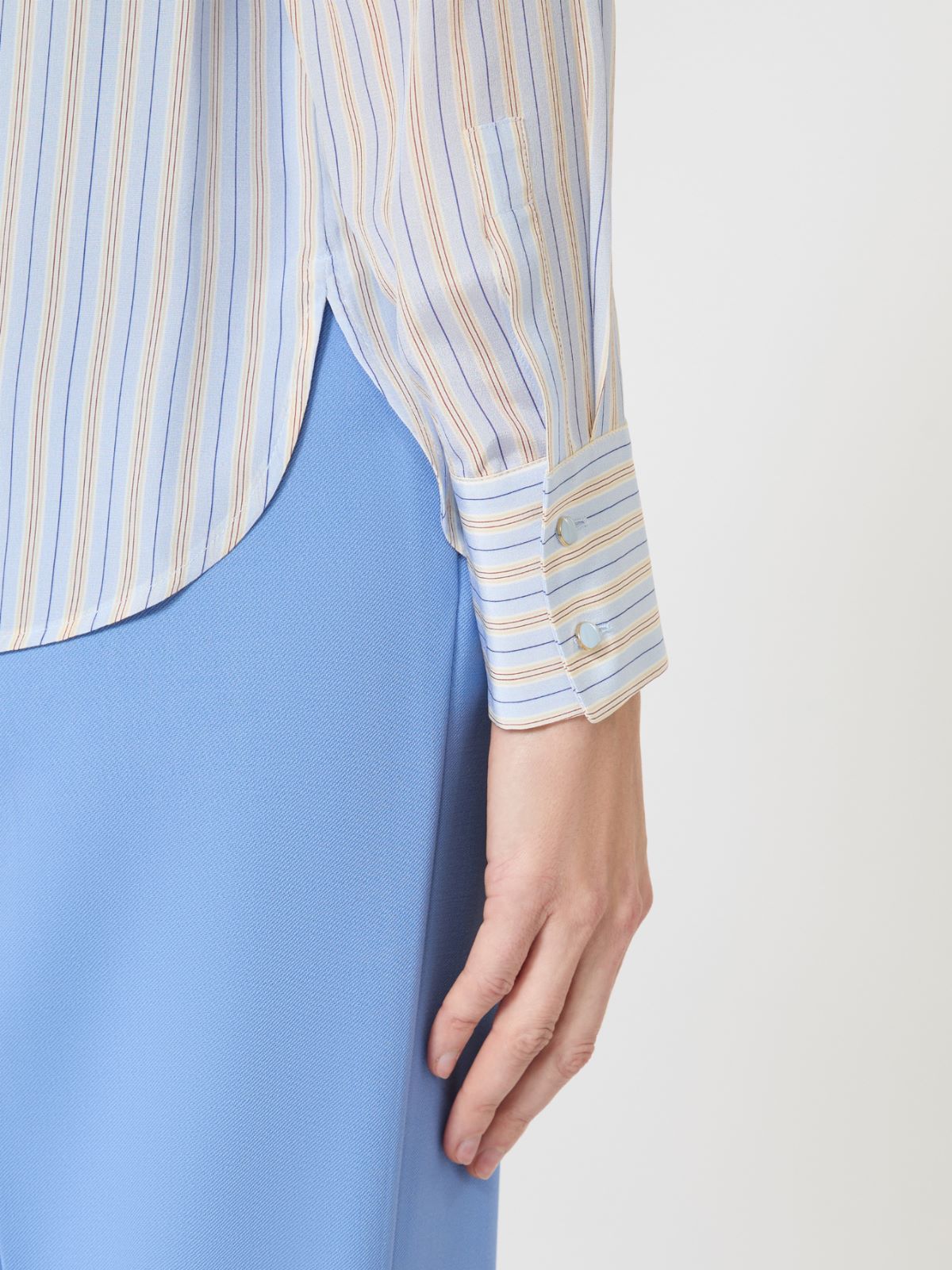 Printed crepe de chine shirt - LIGHT BLUE - Max Mara - 5