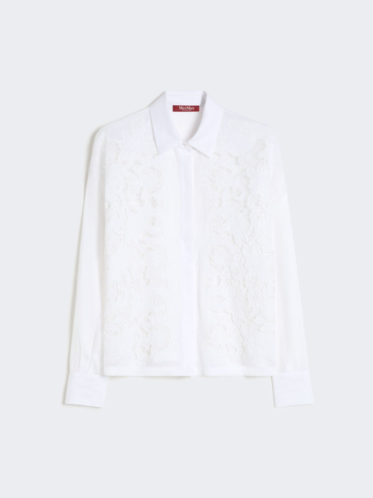 Embroidered ramie canvas boxy shirt - WHITE - Max Mara - 5