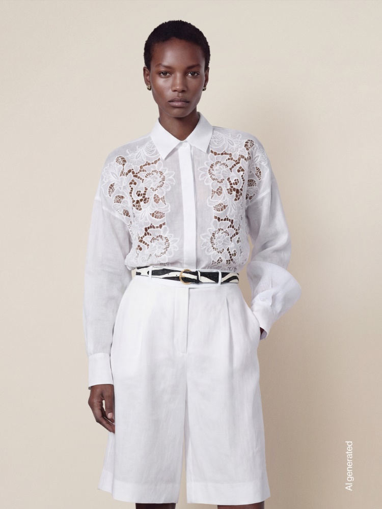 Embroidered ramie canvas boxy shirt + WHITE - Max Mara