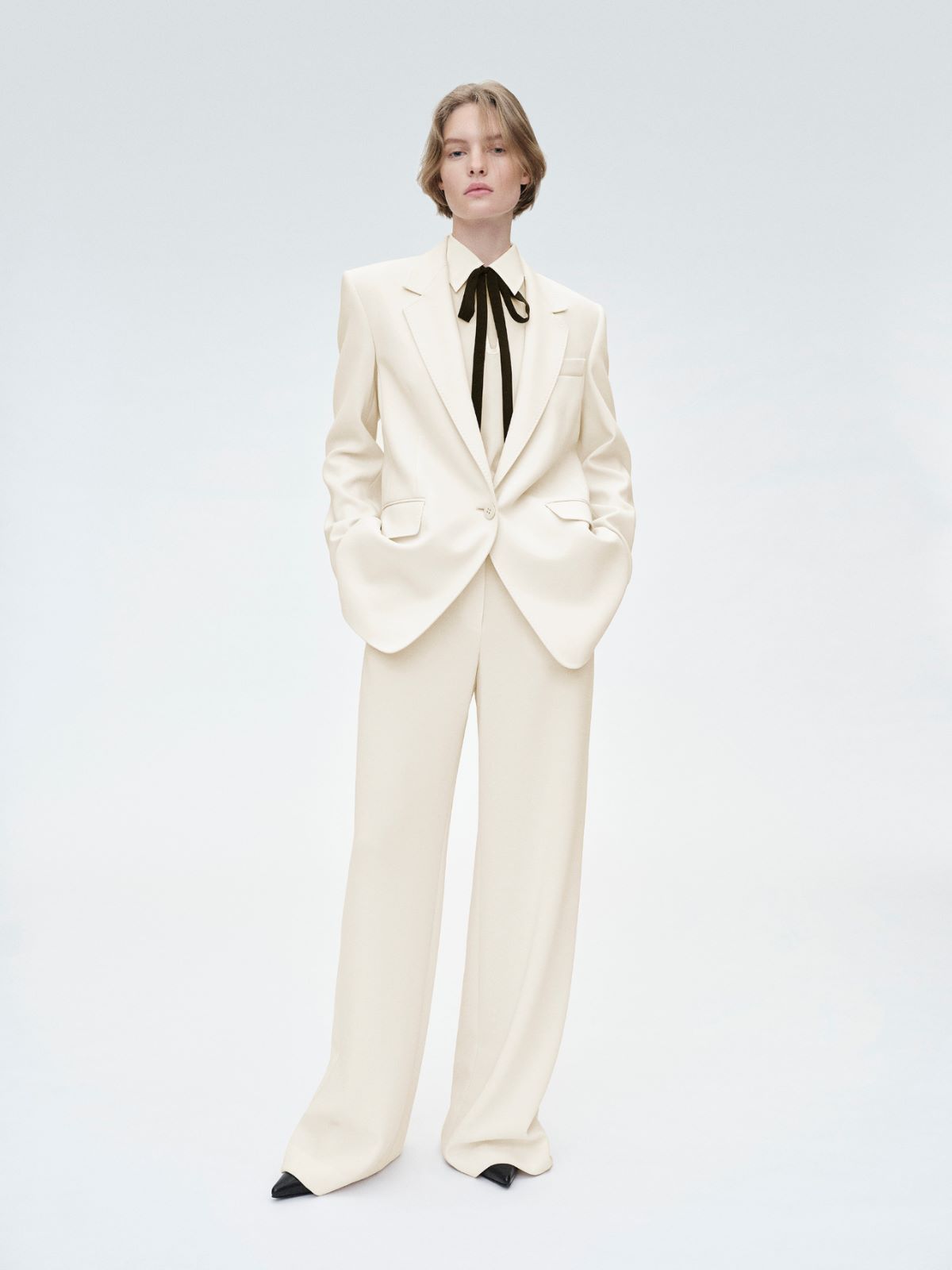 Silk blouse with bow tie + BEIGE - Max Mara
