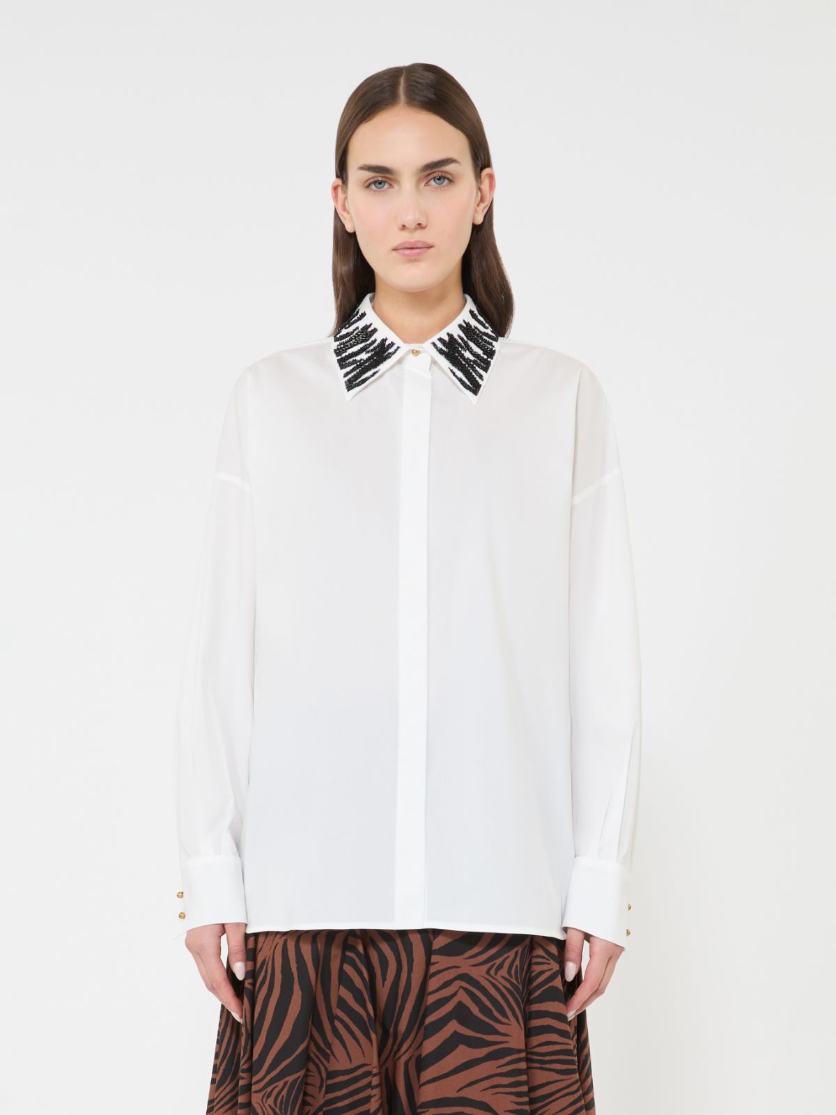 Koszula oversize z popeliny - BIAŁY - 2