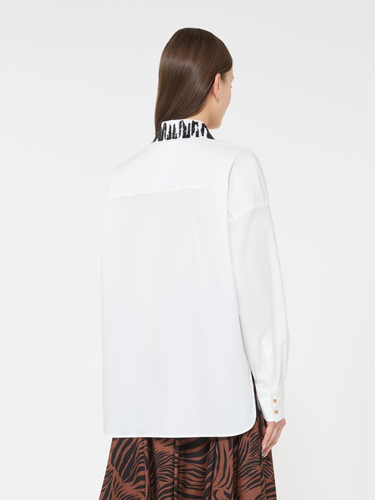 Koszula oversize z popeliny - BIAŁY - 3