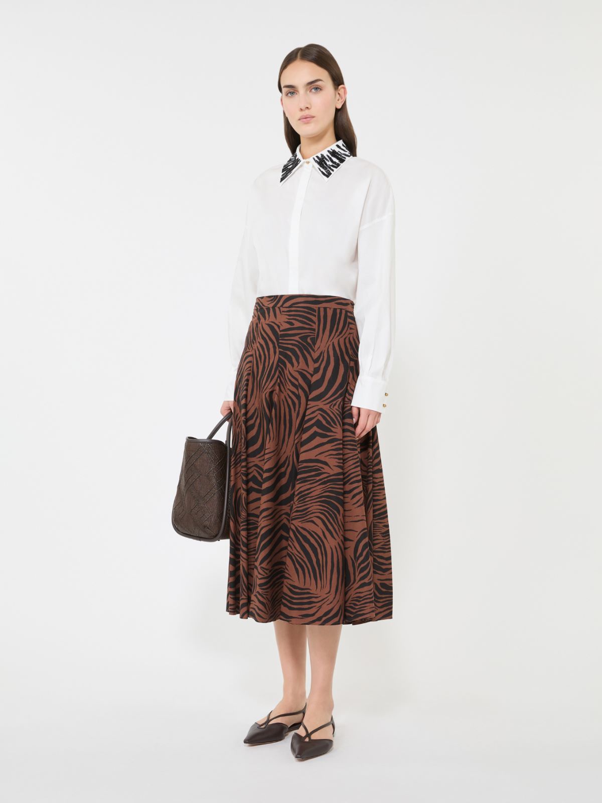 Koszula oversize z popeliny + BIAŁY - Max Mara