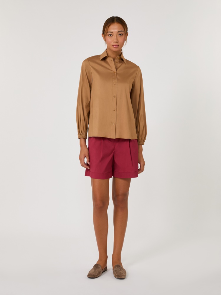 Camisa de popelina de mezcla de algodón - CAMEL