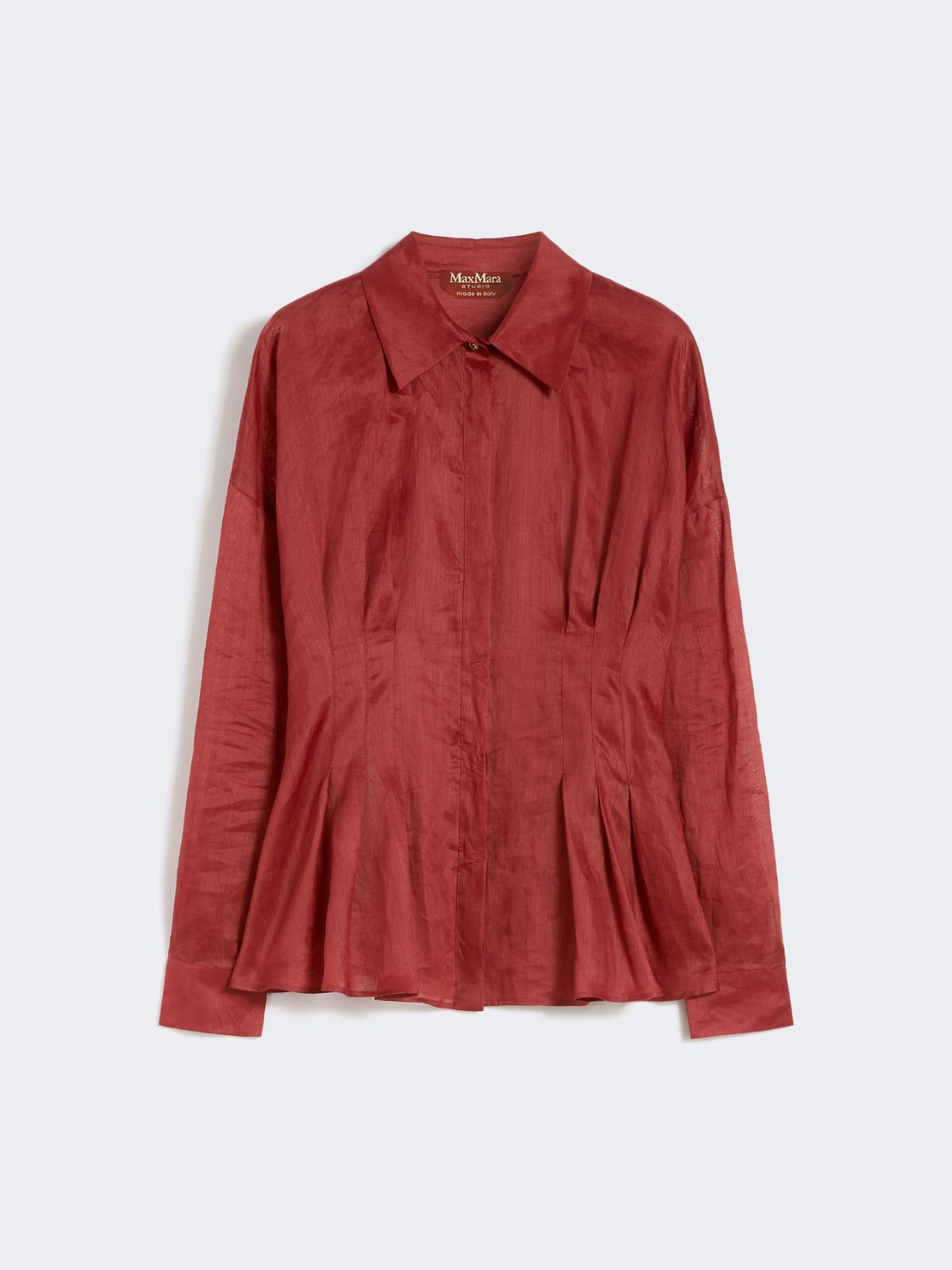 Long-sleeved ramie canvas shirt - BRICK RED - Max Mara - 9