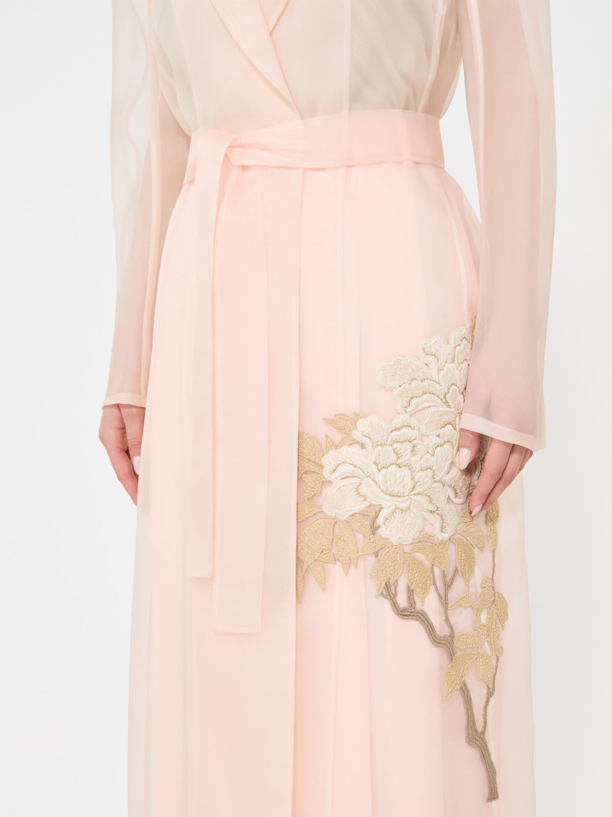 Silk organza duster coat - POWDER - 4