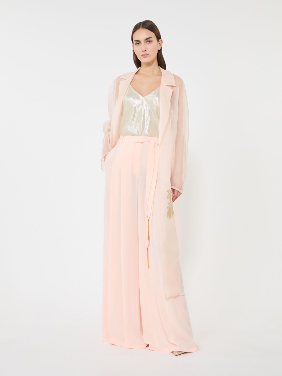Silk organza duster coat - POWDER