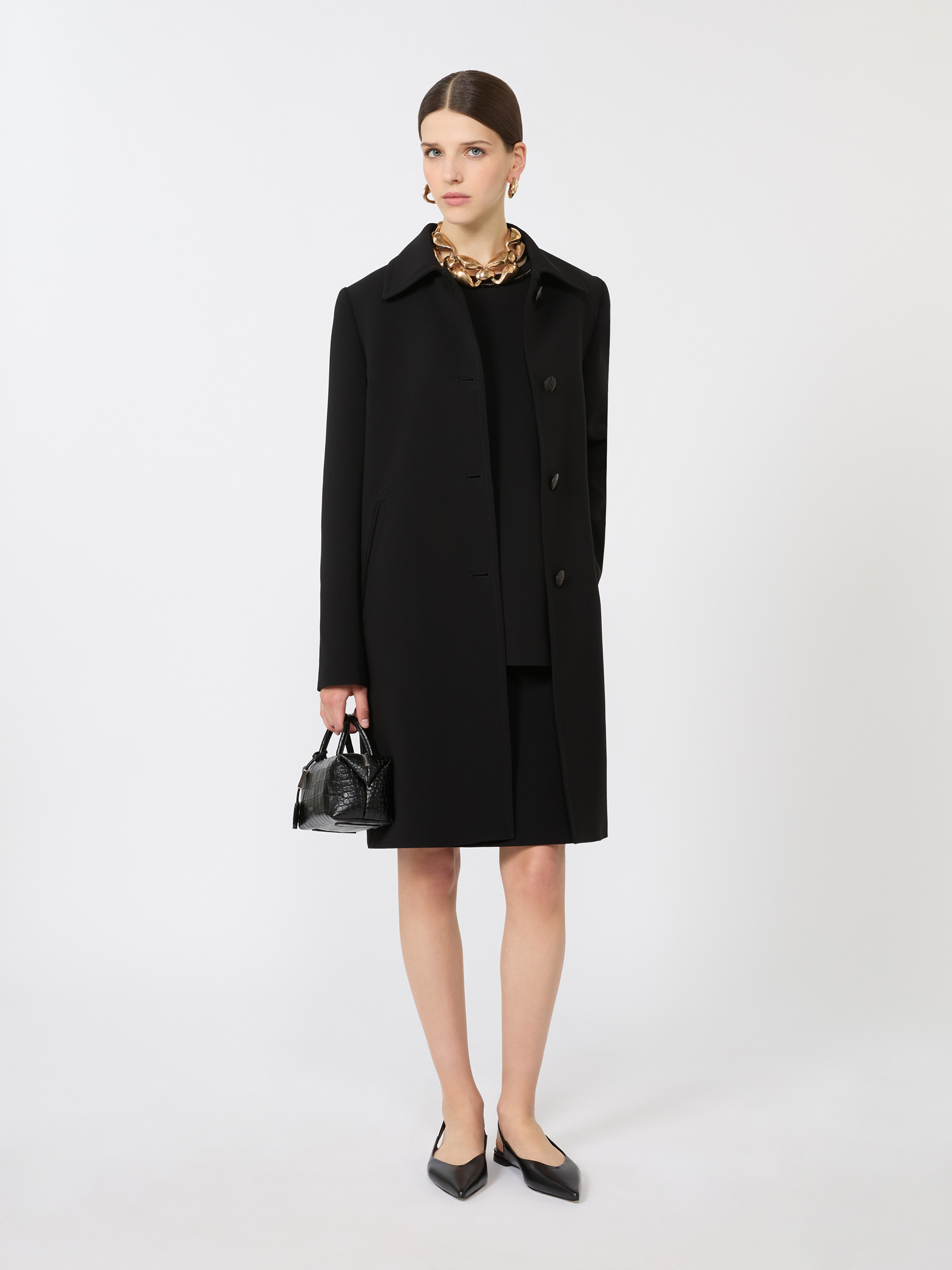 Manteau mi-long en cady - NOIR - Max Mara