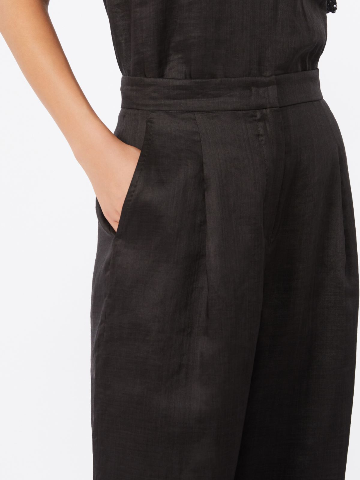 Ramie canvas cropped trousers - BLACK - Max Mara - 9