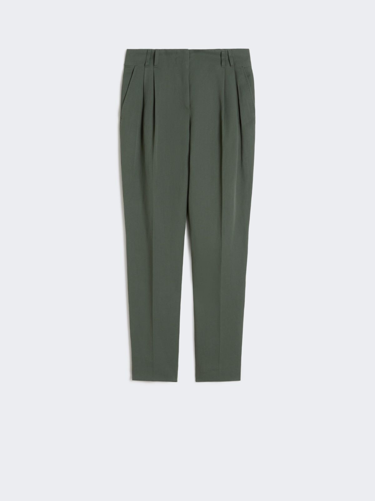 Viscose and linen carrot-fit trousers - KAKI - 5