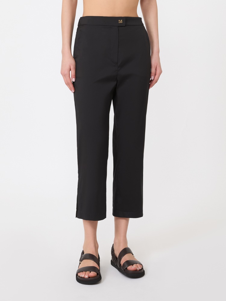 Stretch cotton Capri trousers - BLACK - 2