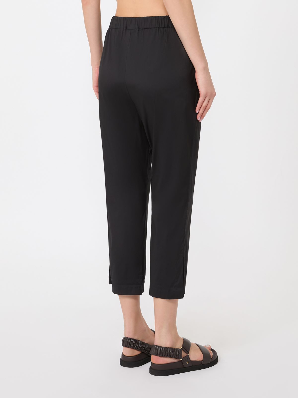 Stretch cotton Capri trousers - BLACK - 3