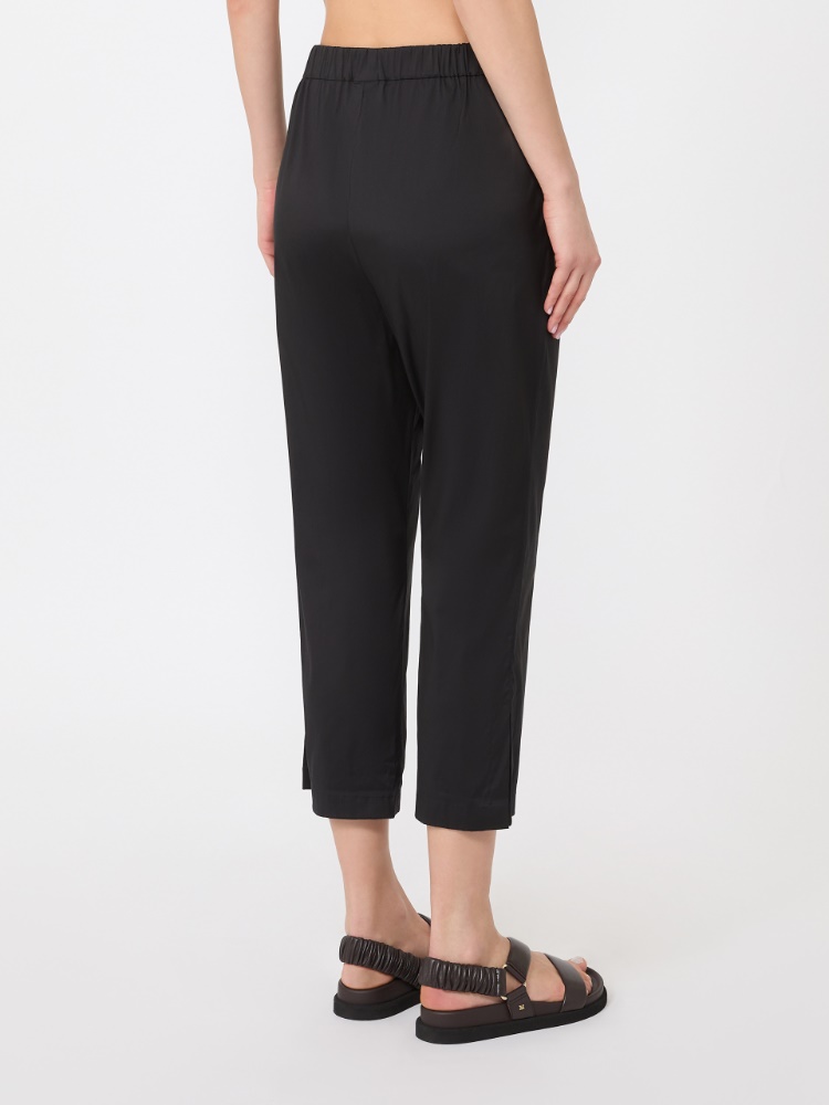 Stretch cotton Capri trousers - BLACK - 3