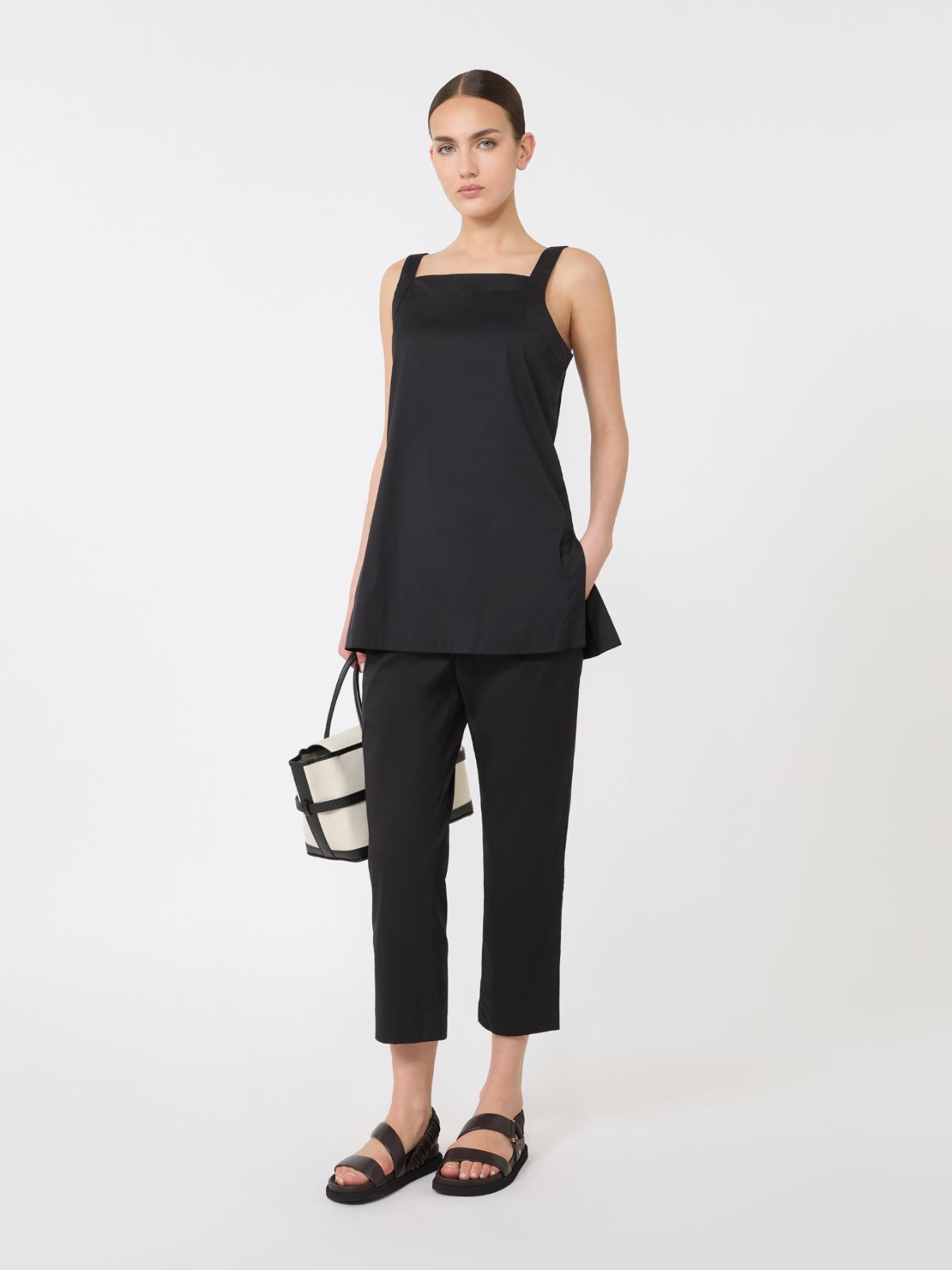 Stretch cotton Capri trousers + BLACK - Max Mara