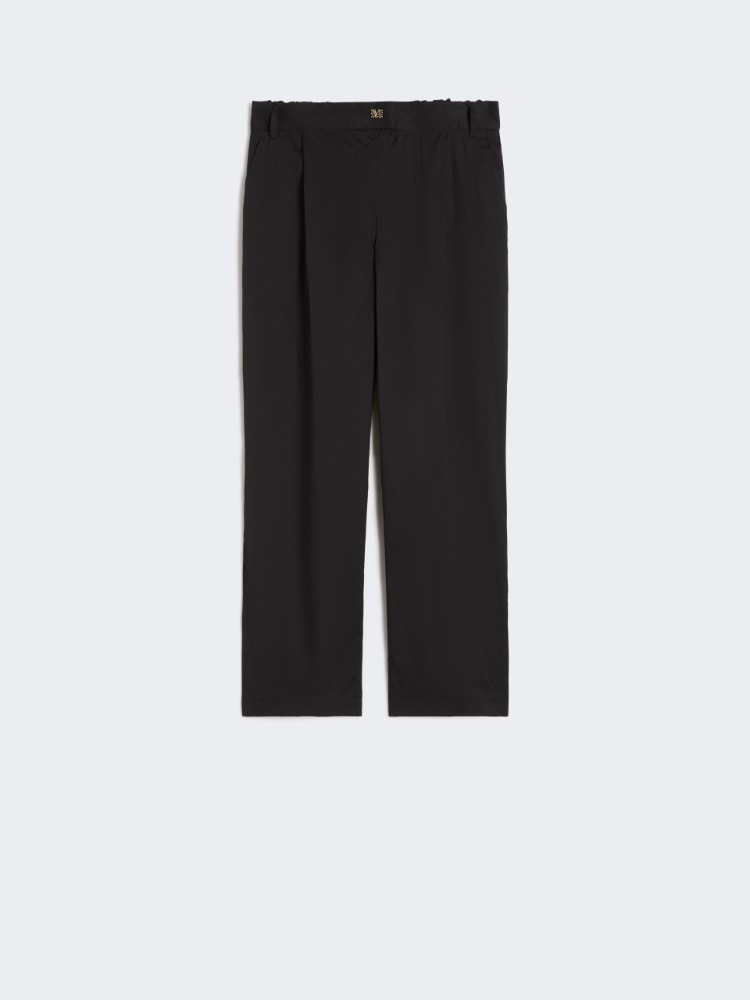 Stretch cotton Capri trousers - BLACK