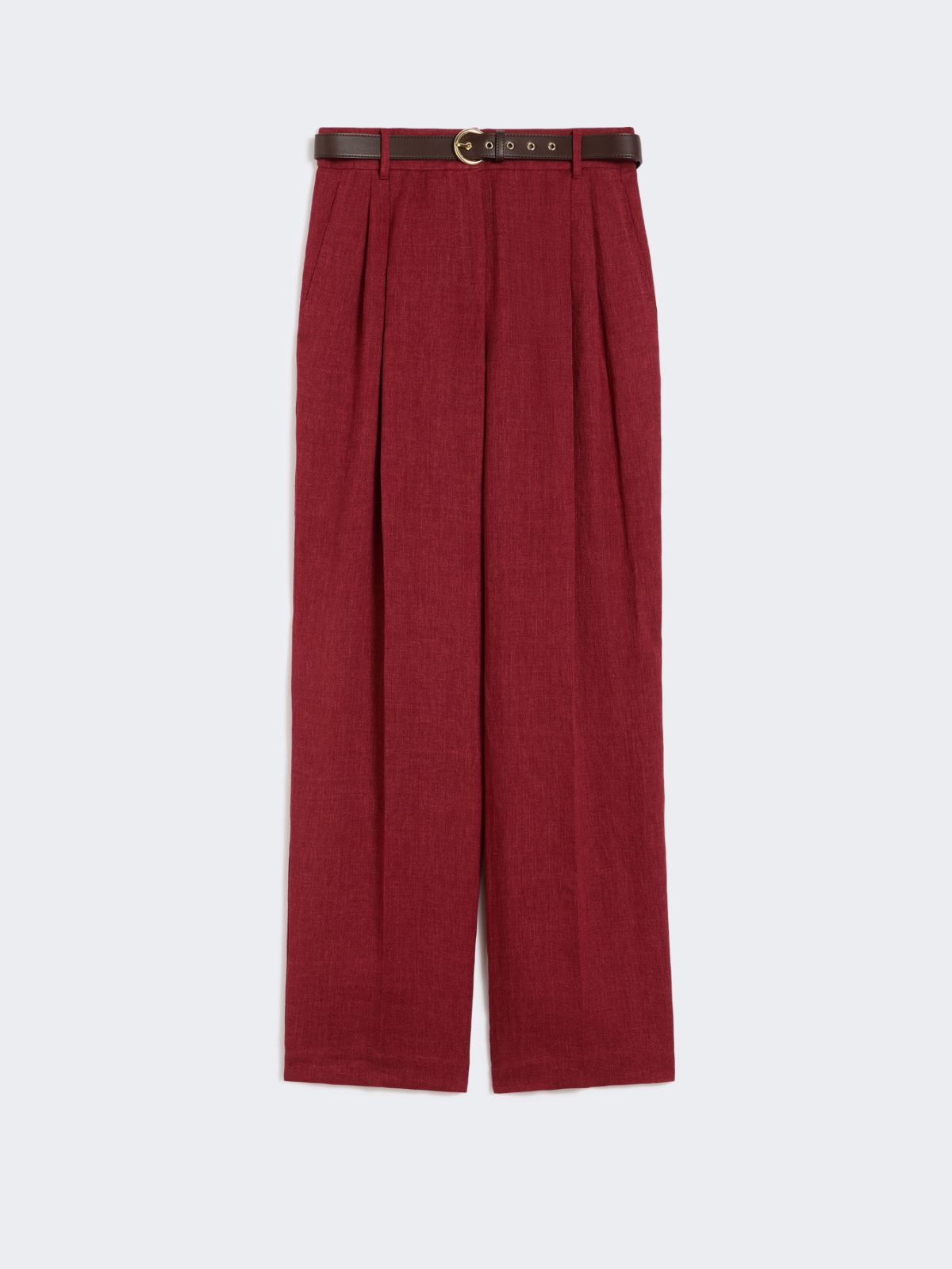 Wide-fit linen twill trousers - BRICK RED - Max Mara - 9
