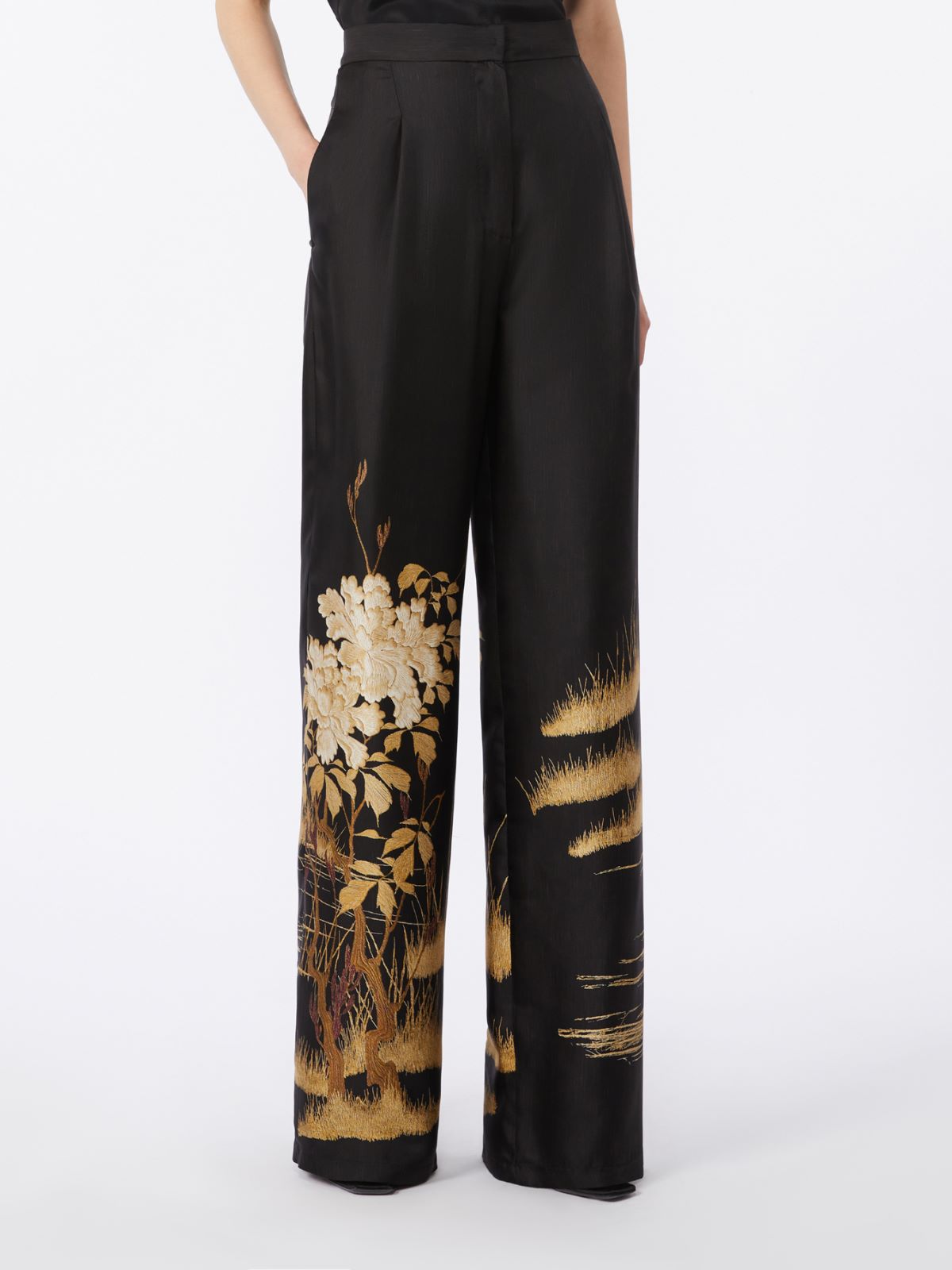 Pantalón fluido de seda estampada - NEGRO - Max Mara - 2