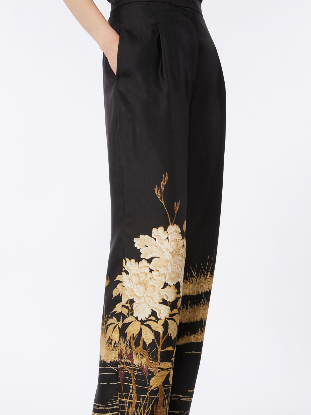Pantalón fluido de seda estampada - NEGRO - Max Mara - 4