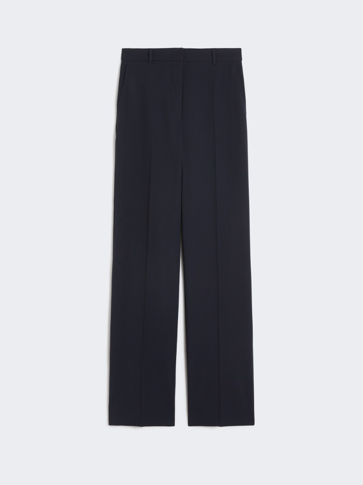 Wool crepe trousers - NAVY - Max Mara