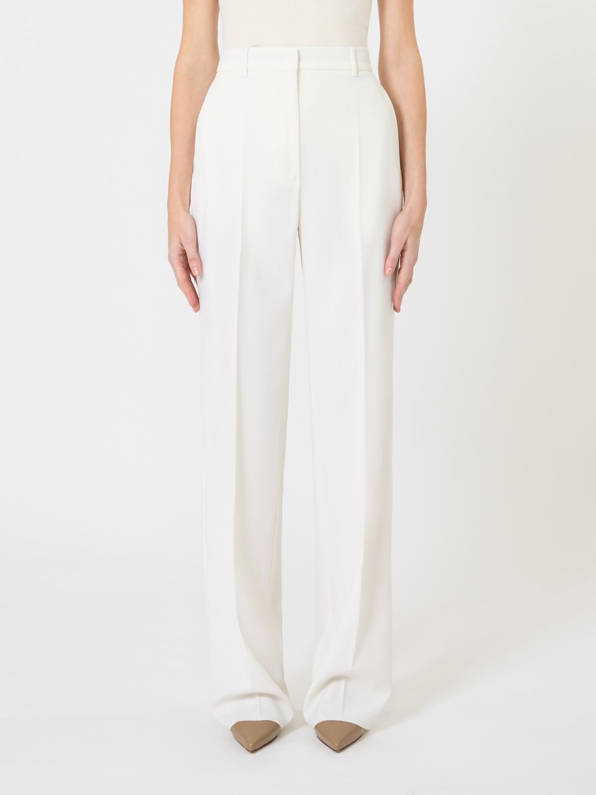 Wool crepe trousers - WHITE - Max Mara - 4