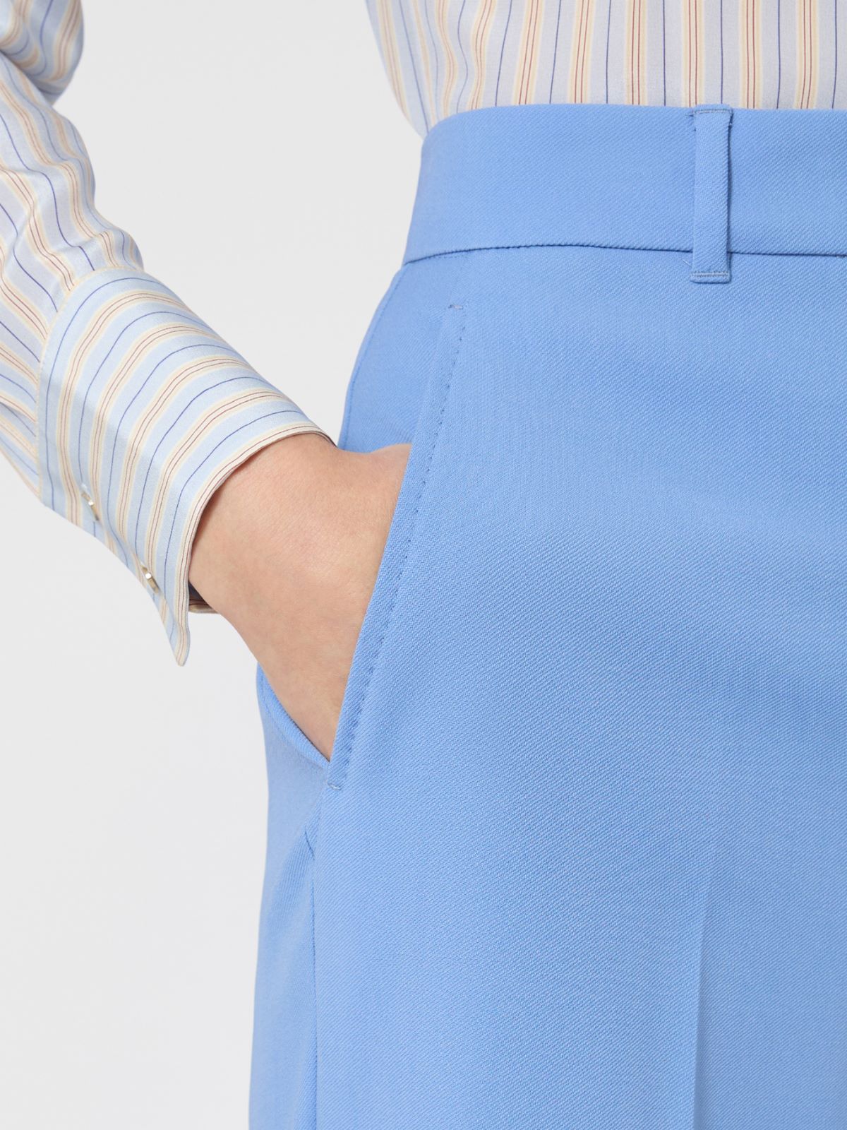 Wool crepe trousers - LIGHT BLUE - Max Mara - 5