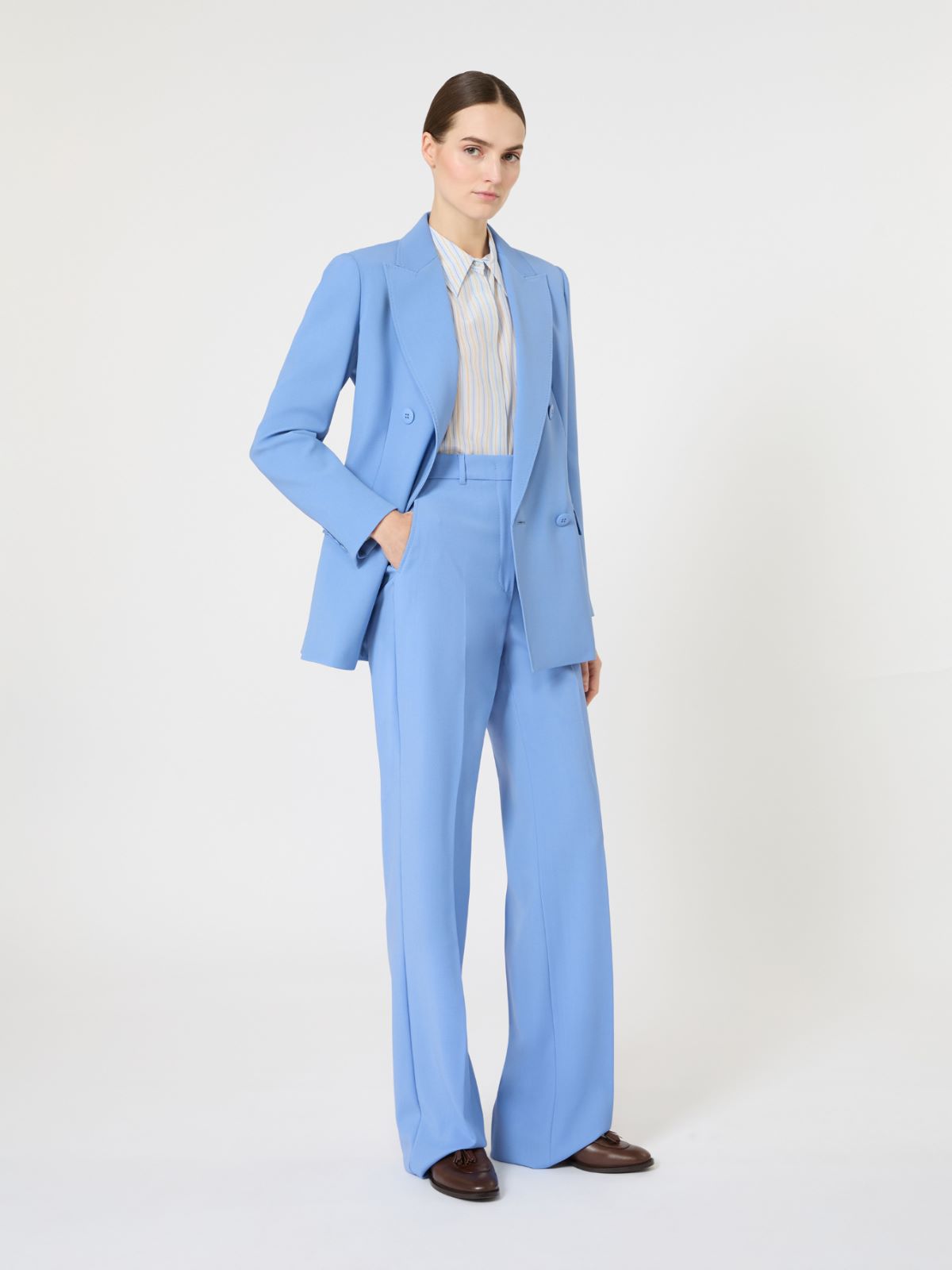 Wool crepe trousers - LIGHT BLUE - Max Mara - 5