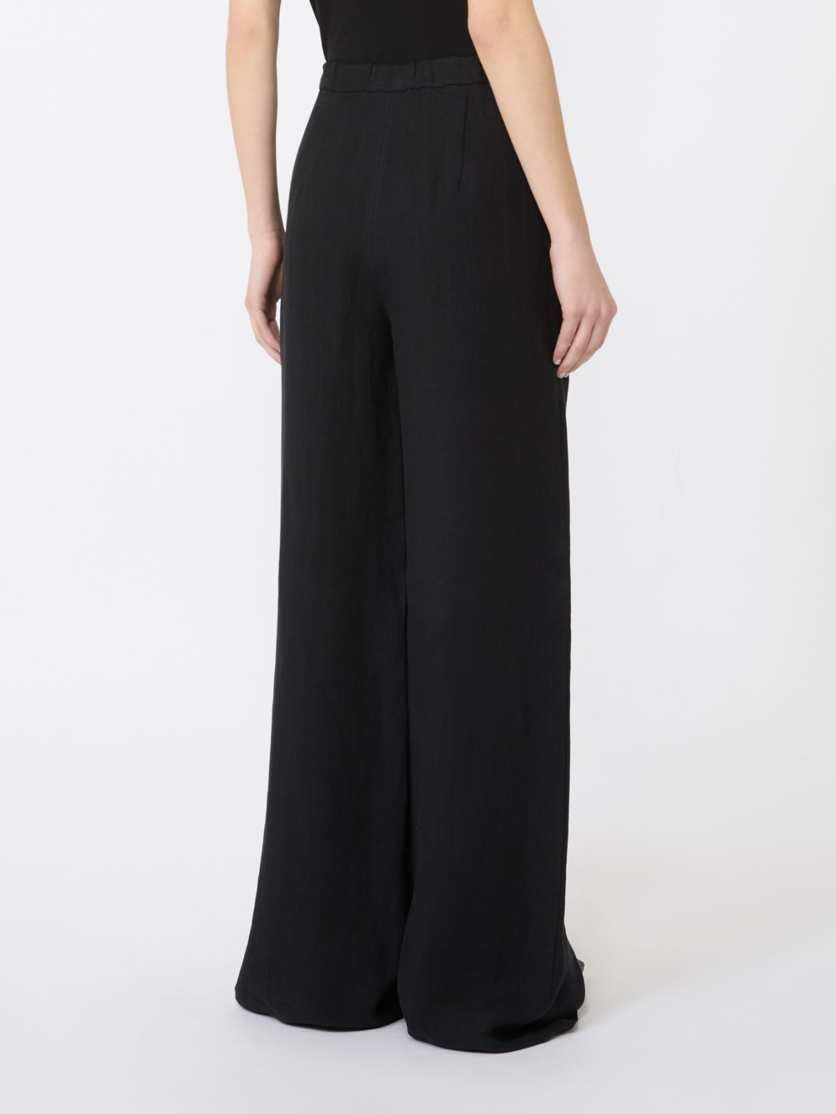 Linen twill trousers - BLACK - 3