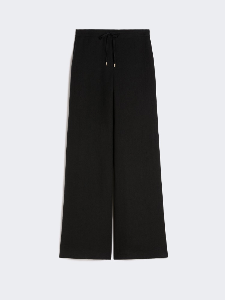 Linen twill trousers - BLACK