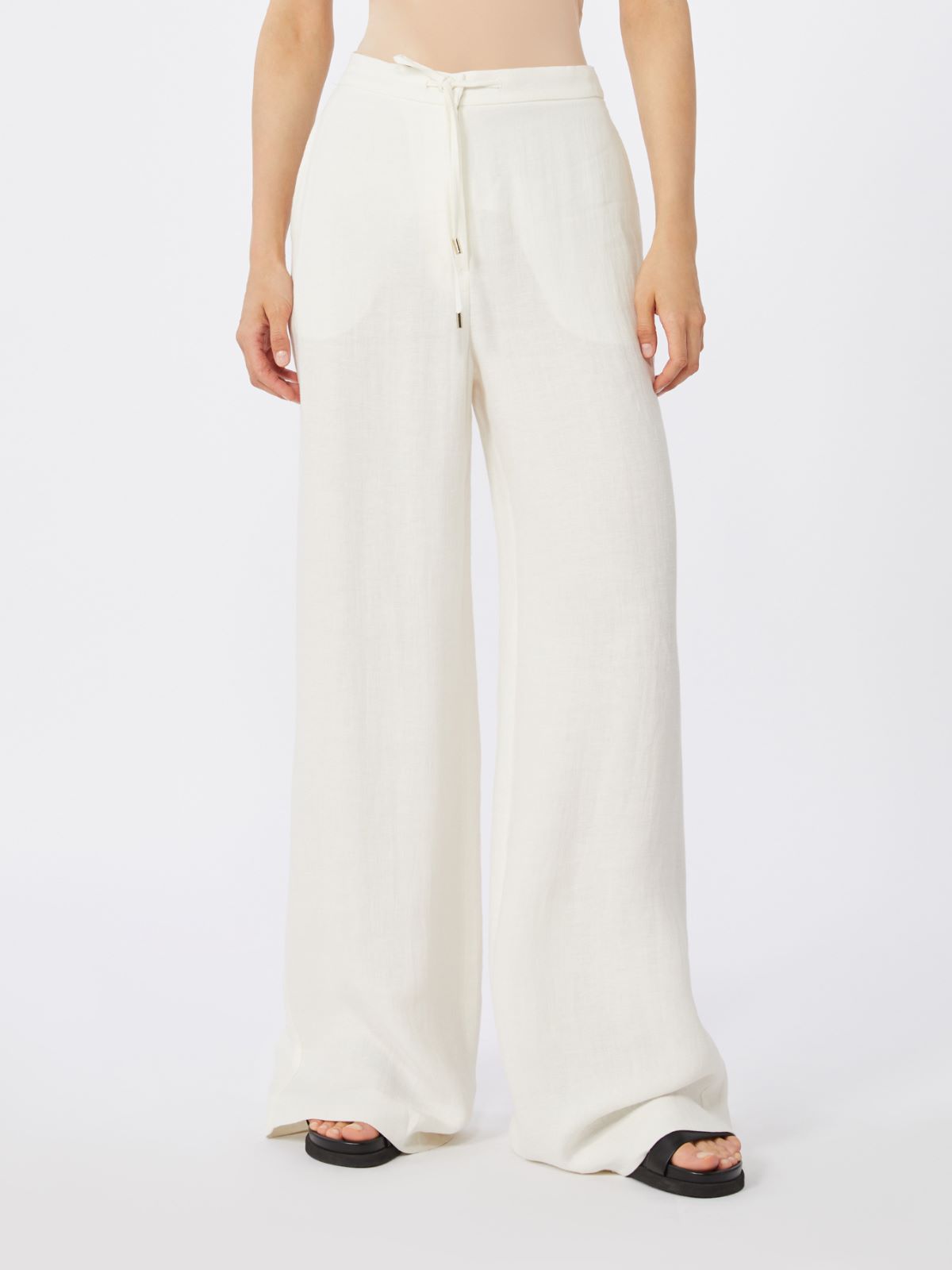Linen twill trousers - NATURAL - Max Mara - 2